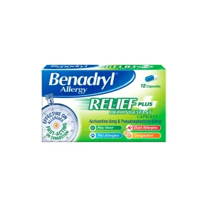 BENADRYL ALLERGY RELIEF CAPSULES X12