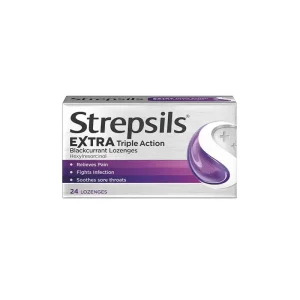 STREPSILS EXTRA TRIPLE ACTION BLACKCURRANT LOZENGES X 24