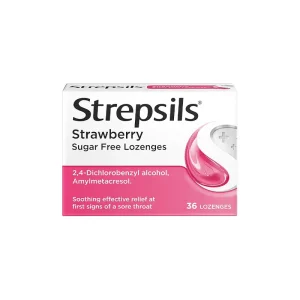 STREPSILS STRAWBERRY SUGAR FREE LOZENGES X36