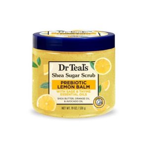 DR TEALS PREBIOTIC LEMON BALM SCRUB.
